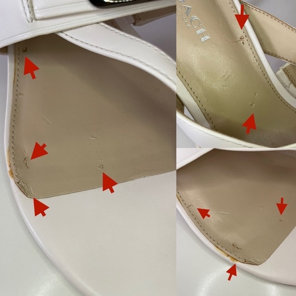 Coach Turnlock Leather Olina Matte White Thong Heel Dress Sandals Women’s 8.5 - Picture 11 of 15